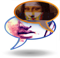 Icon for 'My Salon' - chat bubbles with art images from course banner and virtual gallery icon